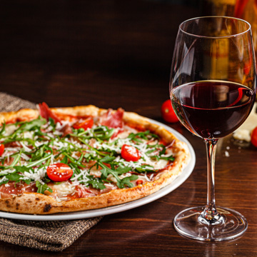 wine and pizza